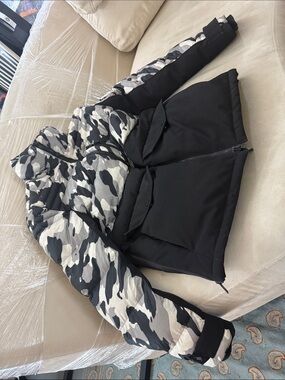 Moose Knuckles Black and Gray Camo Puffer Jacket